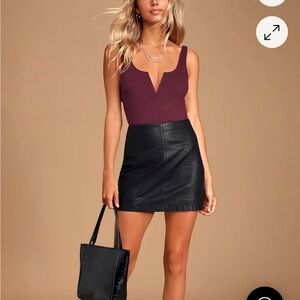 Lulus XOXO Burgundy Sleeveless V-Front Bodysuit - going out fashion top